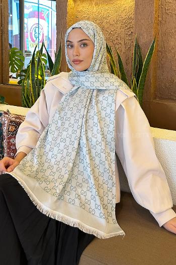 Lamelif G Desen Kaşmir Çift Taraflı Şal Gümüş