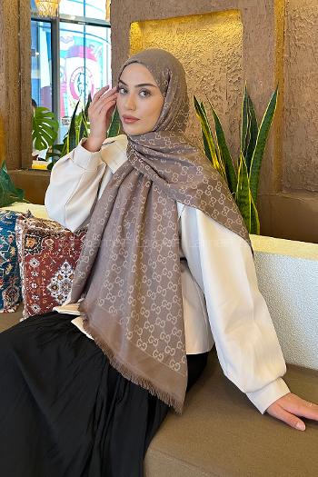 Brown Cotton Fabric Cashmere Striped Printed Shawl