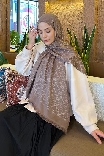 Brown Cotton Fabric Cashmere Striped Printed Shawl