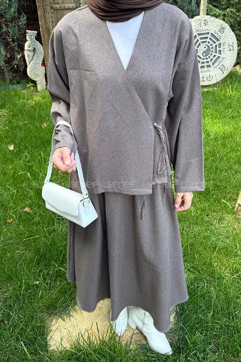 Mink V Neck Long Arm Cotton Flare Suit