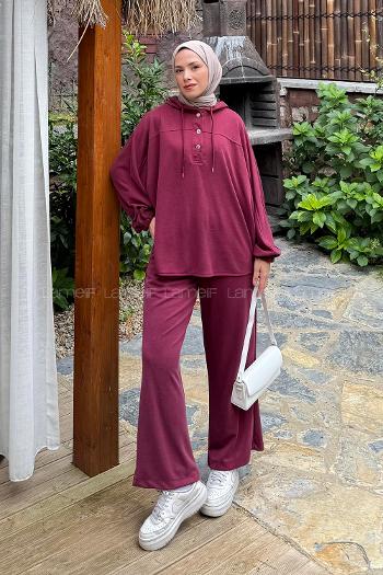 Claret Red Hood Neck Viscose Fabric Polyester Comfortable Suit