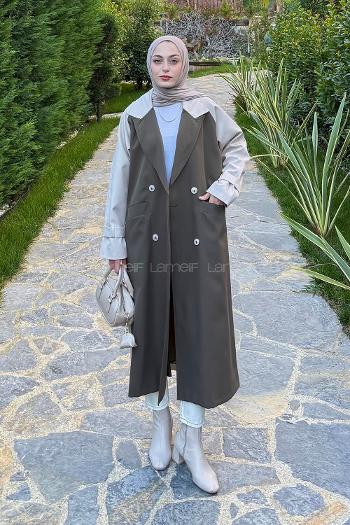 Khaki Long Arm Cotton Trench Coat