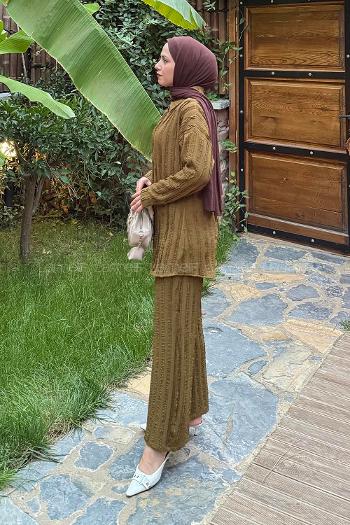 Lamelif Şerit Detaylı İkili Takım Haki