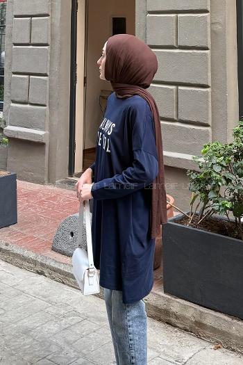 Lamelif Always Be Cool Baskılı Sweat Lacivert