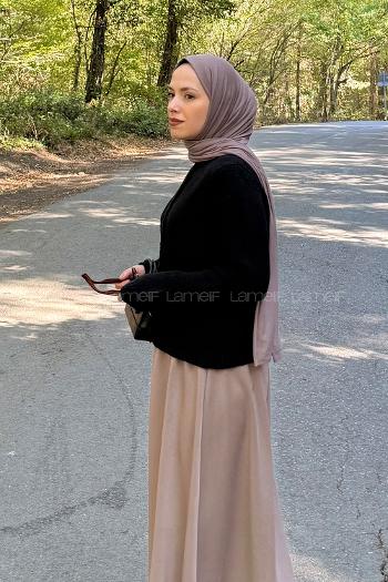 Lamelif Bisiklet Yaka Kısa Hırka Siyah