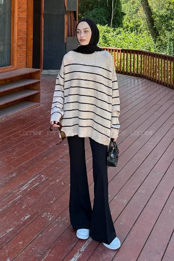 Beige Neckband Long Arm Jumper