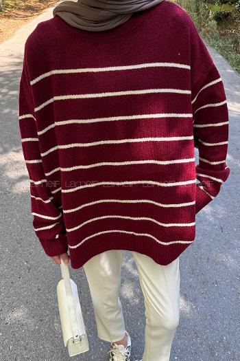 Claret Red Neckband Long Arm Jumper