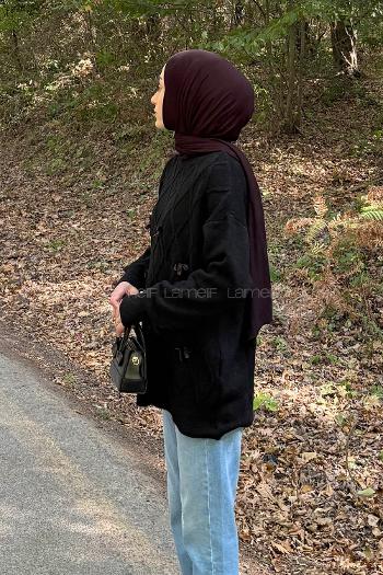 Lamelif Kurdeleli Triko Kazak Siyah