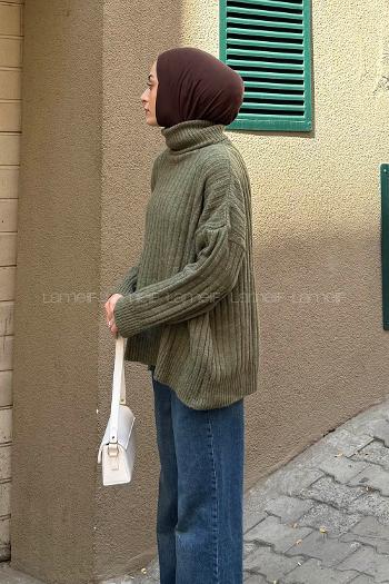 Lamelif Balıkçı Yaka Kazak Haki