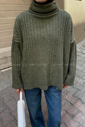 Lamelif Balıkçı Yaka Kazak Haki