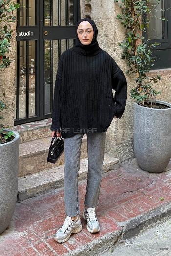 Black Turtle Neck Long Arm Jumper