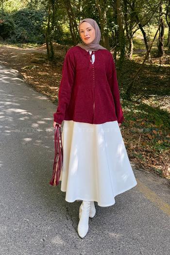 Claret Red Neckband Long Arm Jumper