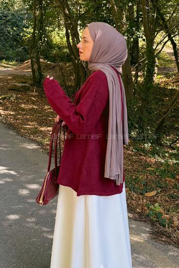 Claret Red Neckband Long Arm Jumper