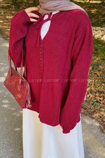 Claret Red Neckband Long Arm Jumper