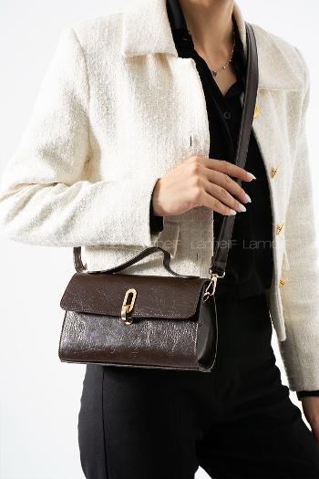 Lamelif Leına Model Kadın Çapraz Çantası Acı Kahve