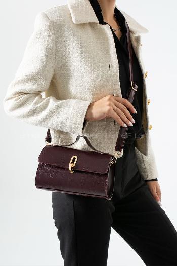 Lamelif Leına Model Kadın Çapraz Çantası Bordo