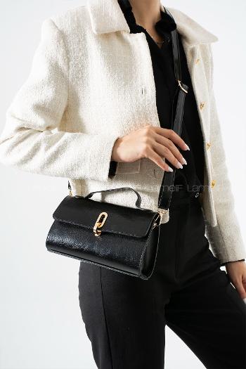 Lamelif Leına Model Kadın Çapraz Çantası Siyah