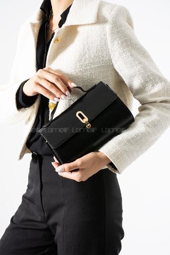 Lamelif Leına Model Kadın Çapraz Çantası Siyah