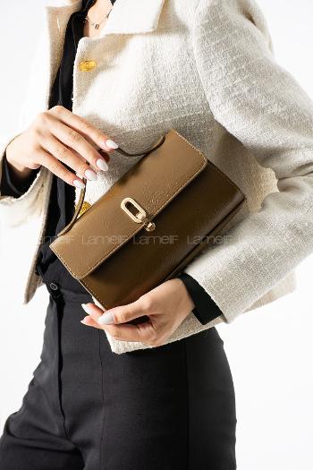 Lamelif Leına Model Kadın Çapraz Çantası Soft Kahve