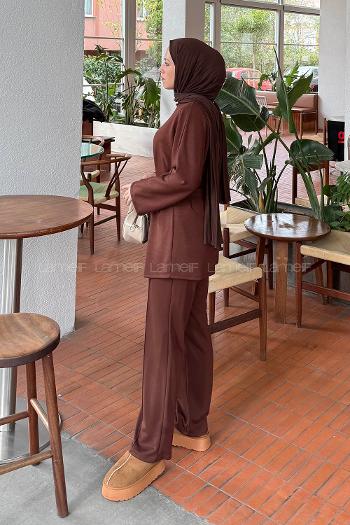 Lamelif Belden Oturtmalı İkili Takım Acı Kahve