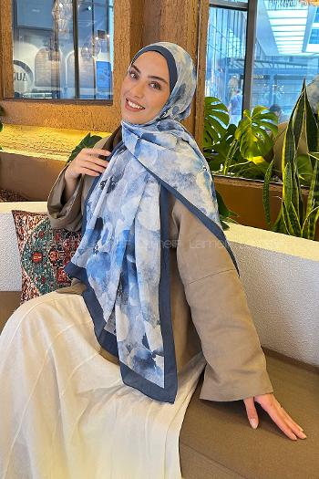 Indigo Cotton Fabric Flowering Shawl