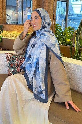 Indigo Cotton Fabric Flowering Shawl