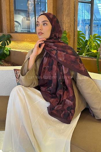 Bitter Burgundy Cotton Fabric Flowering Shawl