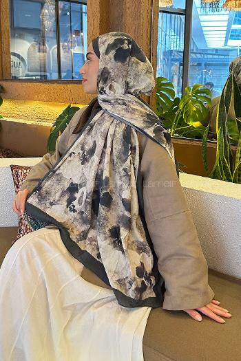 Lamelif Batik Çiçek Desen Bambu Şal Koyu Yeşil