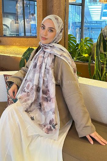 Stone Cotton Fabric Flowering Shawl