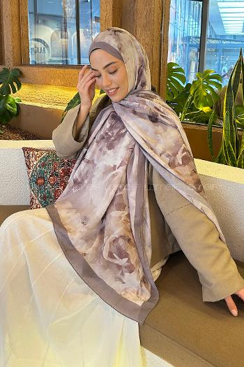 Lamelif Gül Desen Bambu Şal Gri