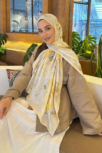 Yellow Cotton Fabric Flowering Shawl