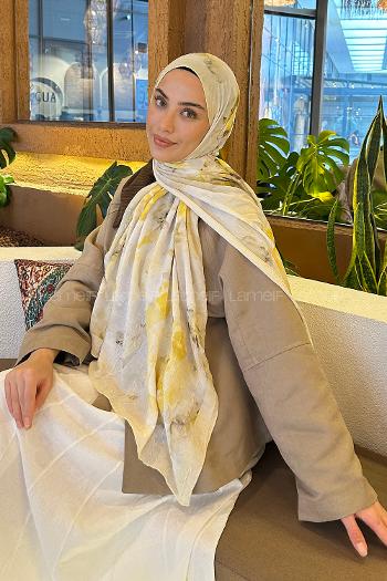 Yellow Cotton Fabric Flowering Shawl