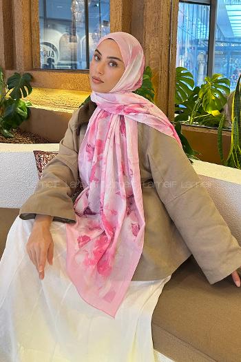 Candy Pink Cotton Fabric Flowering Shawl