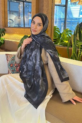 Black Cotton Fabric Flowering Shawl