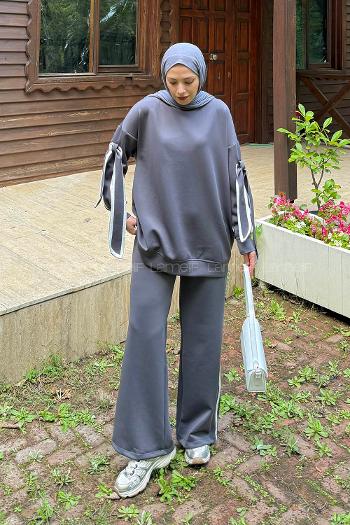 Lamelif Biye Detaylı İkili Takım Antrasit