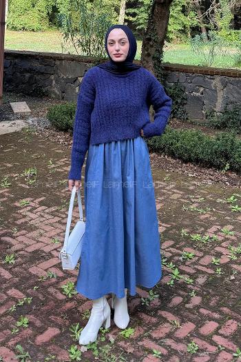Navy Blue Turtle Neck Long Arm Jumper