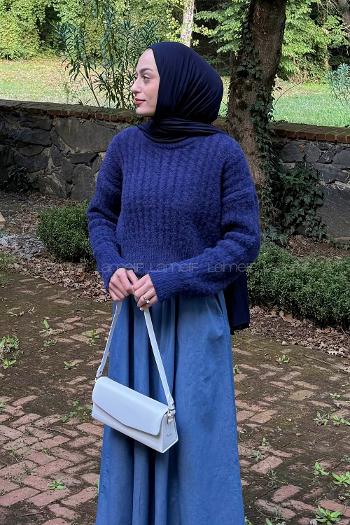 Navy Blue Turtle Neck Long Arm Jumper