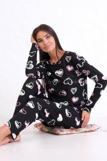 Black Crew Neck Long Arm Without Accessories Combed Fabric Regular Trousers Comfortable Suit