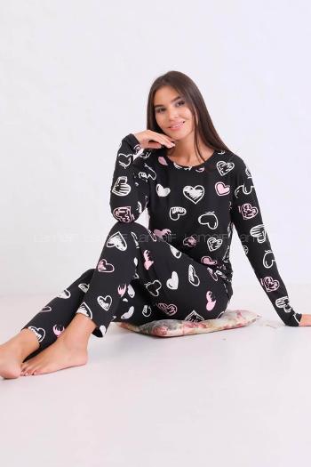 Black Crew Neck Long Arm Without Accessories Combed Fabric Regular Trousers Comfortable Suit