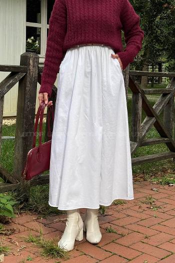 White Denim Flared Skirt Skirt