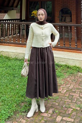 Natural Crew Neck Long Arm Cotton Cardigan