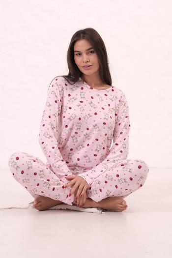 Lamelif  Tavşan Desenli Pijama Takımı Pembe