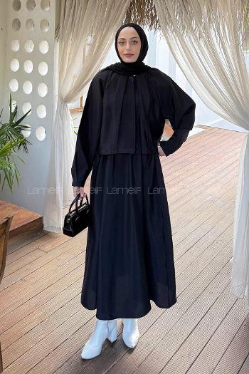 Black Crew Neck Long Arm Cupra Flare Suit