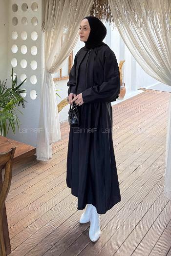 Black Crew Neck Long Arm Cupra Flare Suit