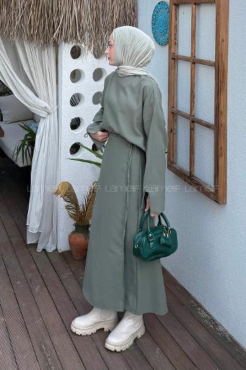 Lamelif Eteği Bağlama Detaylı Takım Haki