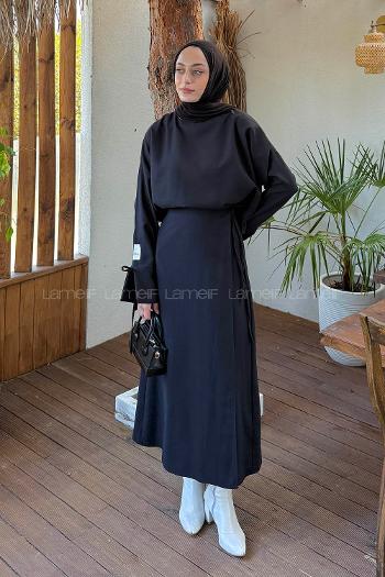 Lamelif Eteği Bağlama Detaylı Takım Siyah