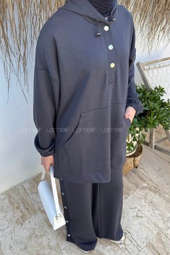 Lamelif Kanguru Cep İkili Takım Antrasit