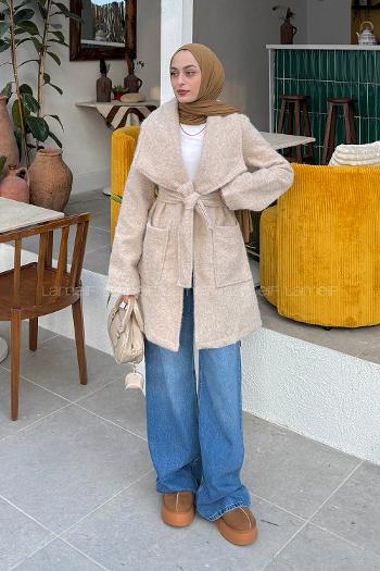 Lamelif Kuşaklı Kaban Taş Rengi