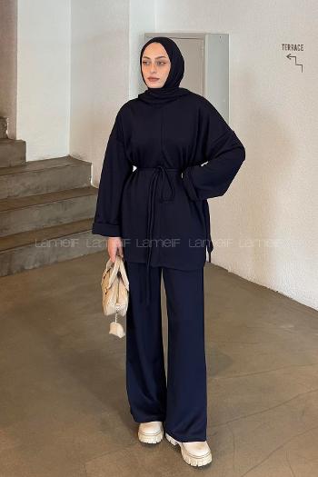Lamelif Bağlama Detaylı Oysho Takım Lacivert