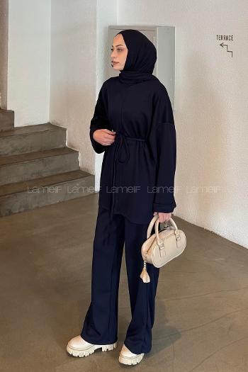 Lamelif Bağlama Detaylı Oysho Takım Lacivert
